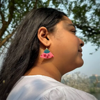 Handpainted Sakura Blossoms Fan Earrings
