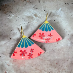 Handpainted Sakura Blossoms Fan Earrings