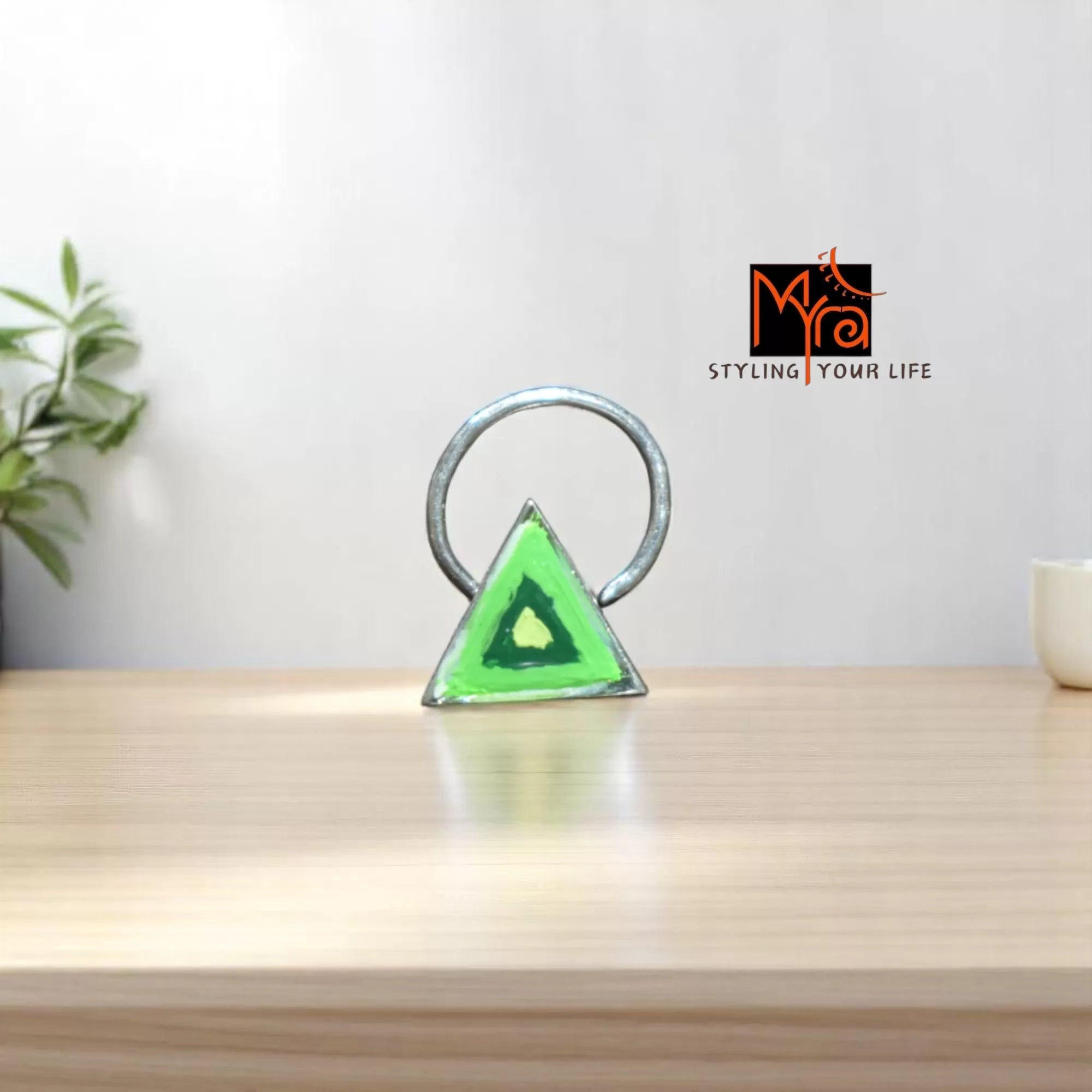Haritkona Triangle Hand-Painted Silver Nosepin 92.5 sterling silver MYRA