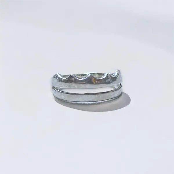 Abstract Silver Crown Ring - US Size 6