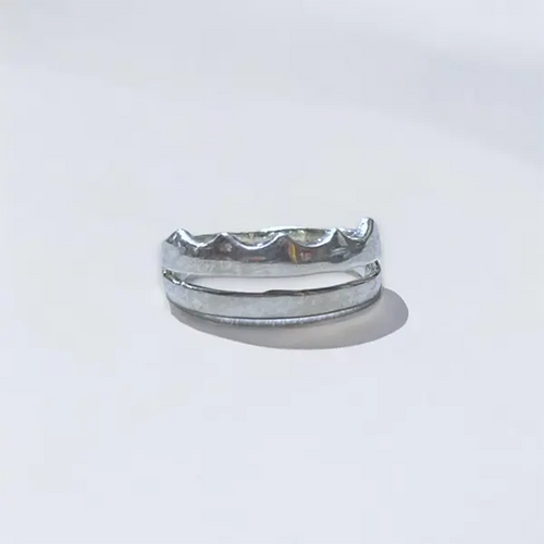 Abstract Silver Crown Ring - US Size 6