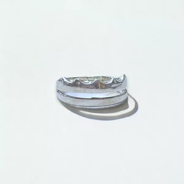 Abstract Silver Crown Ring - US Size 6