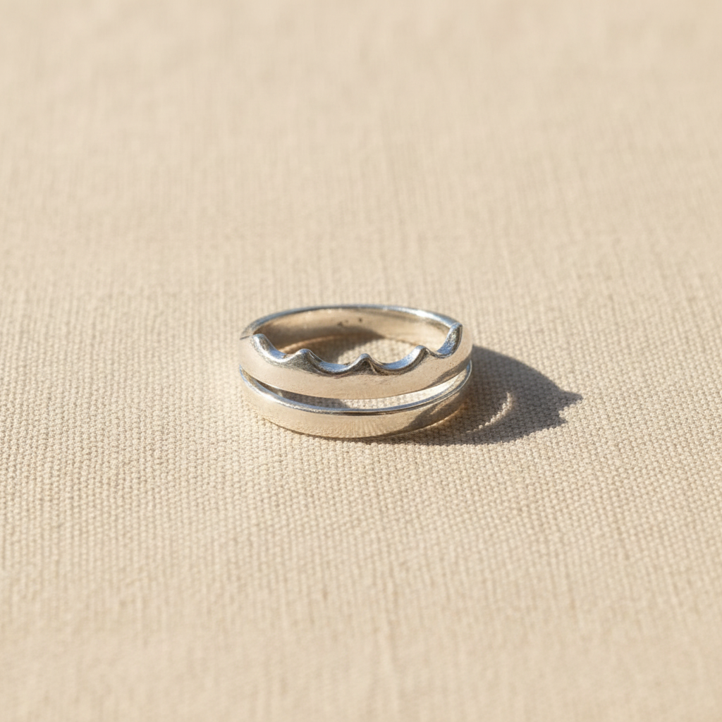 Abstract Silver Crown Ring - US Size 6
