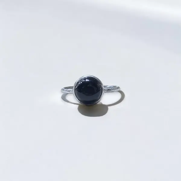 Black Onyx Silver Ring - US Size 7