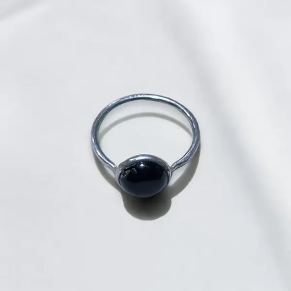 Black Onyx Silver Ring - US Size 7