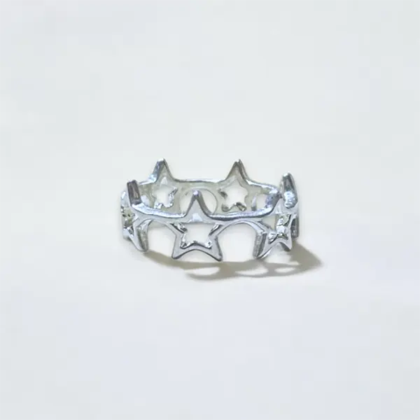 Silver Star Band Ring - US Size 7