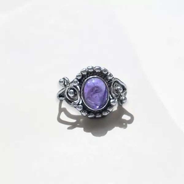 Silver Simple Amethyst Ring - US Size 7