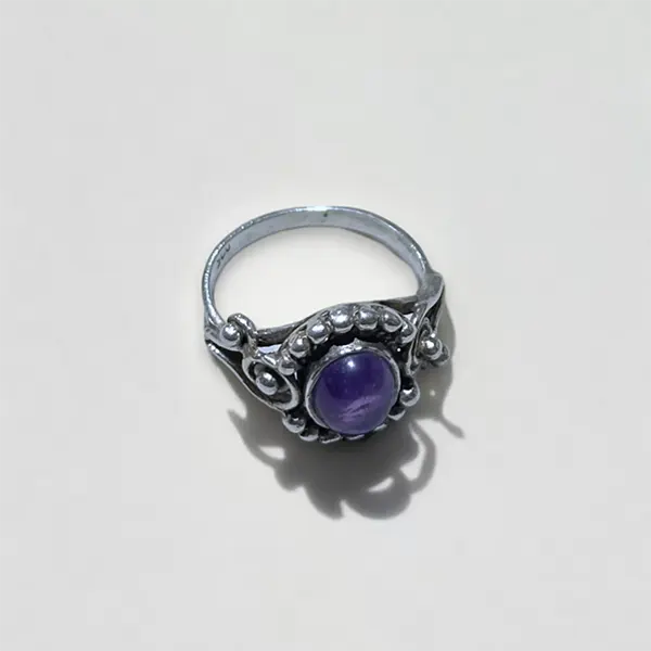 Silver Simple Amethyst Ring - US Size 7