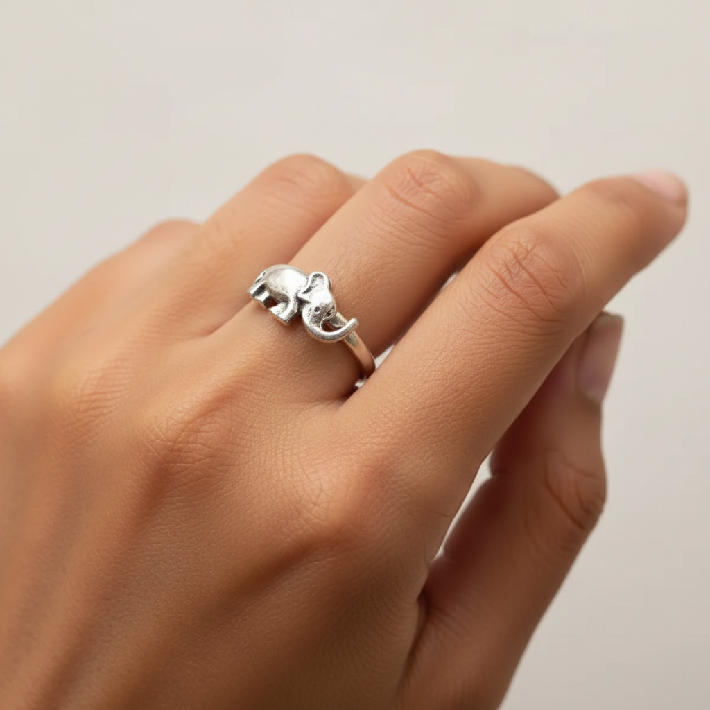 Silver Elephant Ring - US Size 7