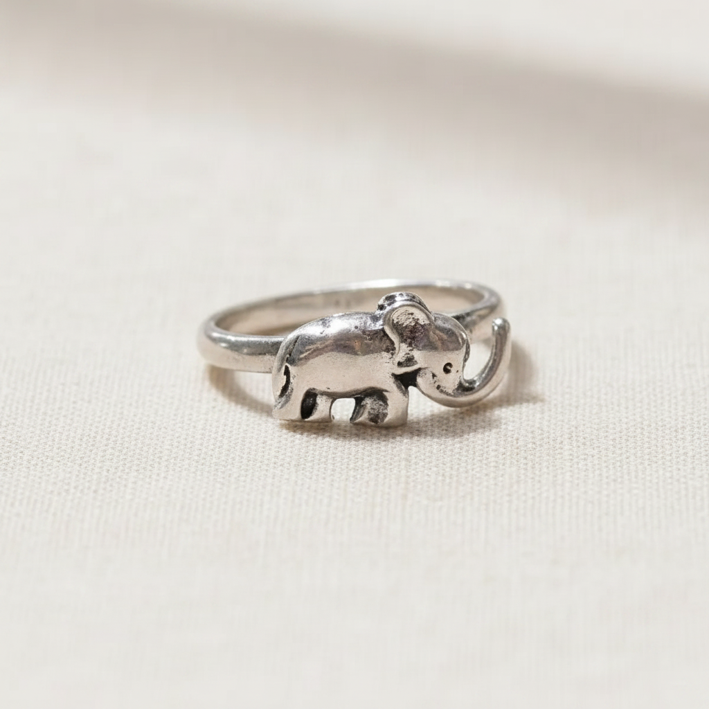 Silver Elephant Ring - US Size 7