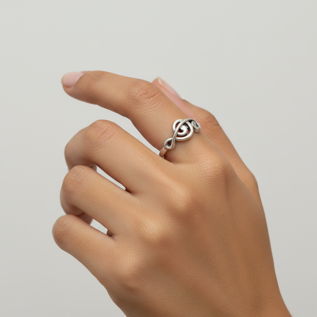 Treble Clef Silver Ring - US Size 8