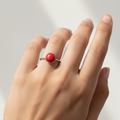 Coral Silver Ring - US Size 8