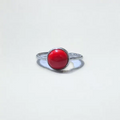 Coral Silver Ring - US Size 8