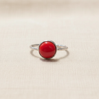 Coral Silver Ring - US Size 8