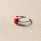 Coral Silver Ring - US Size 8