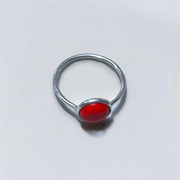 Coral Silver Ring - US Size 8