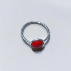 Coral Silver Ring - US Size 8