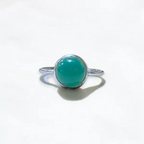 Green Stone Silver Ring - US Size 8