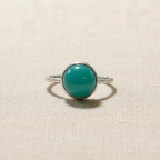 Green Stone Silver Ring - US Size 8