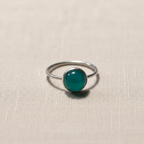 Green Stone Silver Ring - US Size 8