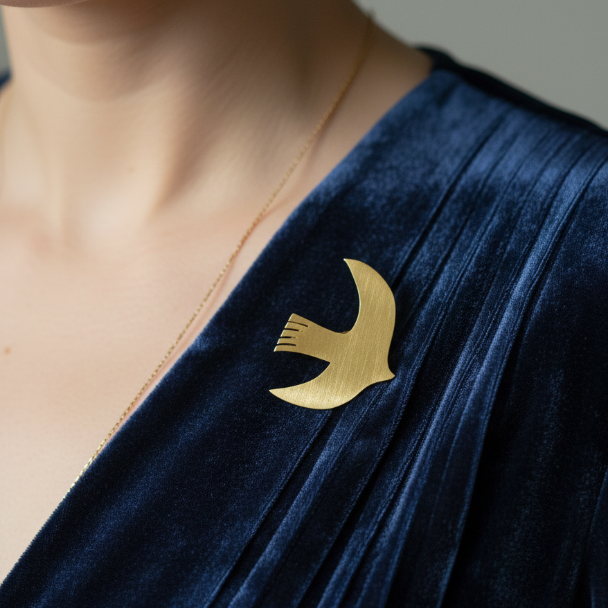 Panchhi - Handmade Brass Flying Bird Brooch | Unisex Bird Pin