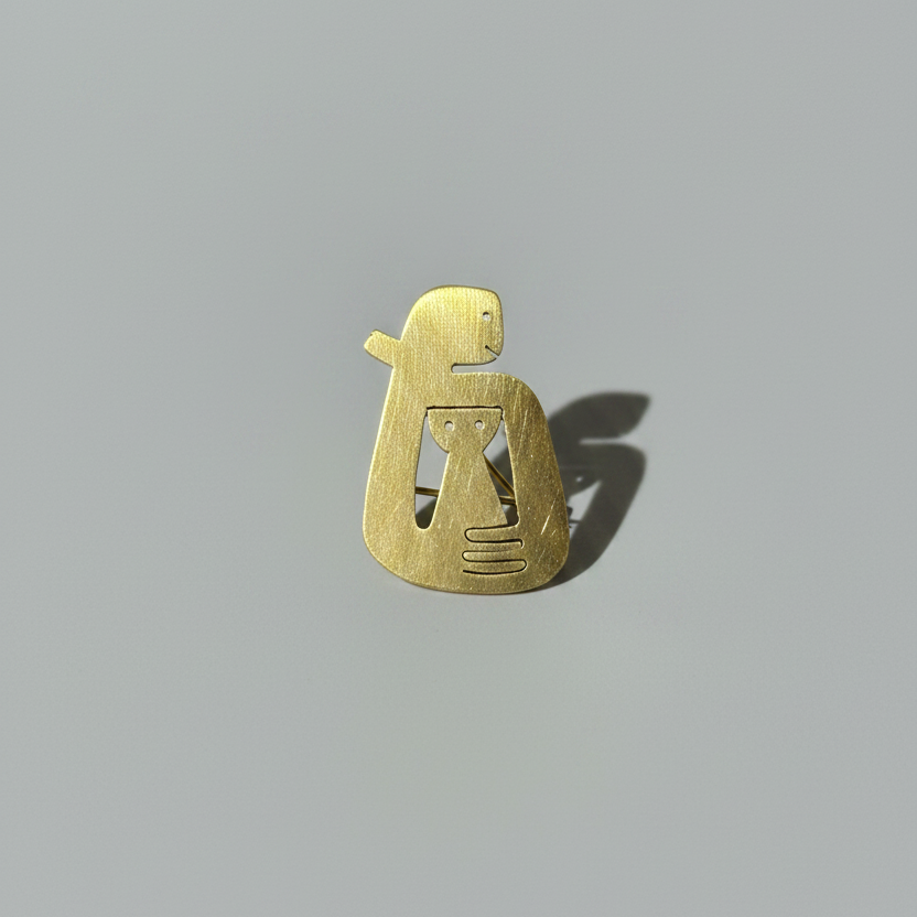 Vatsalya - Handmade Brass Mother & Child Brooch | Unisex Pin