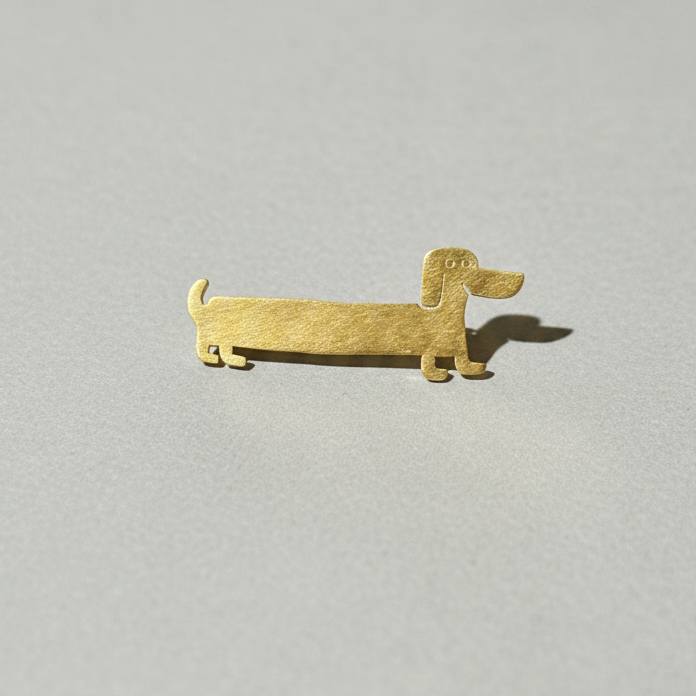 Handmade Brass Dachshund Brooch | Unisex Dog Pin
