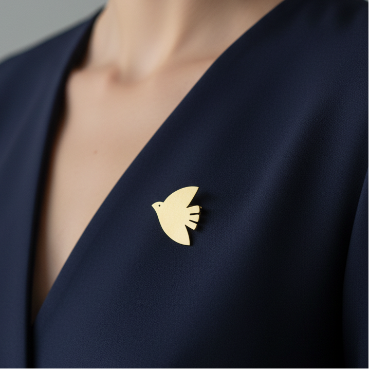 Parwaaz - Handmade Brass Flying Bird Brooch | Unisex Bird Pin