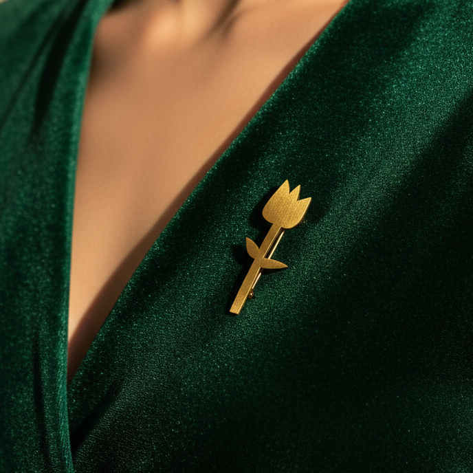 Kumudini - Handmade Brass Lily Brooch | Unisex Flower Pin