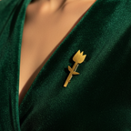 Kumudini - Handmade Brass Lily Brooch | Unisex Flower Pin
