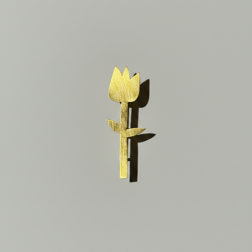 Kumudini - Handmade Brass Lily Brooch | Unisex Flower Pin