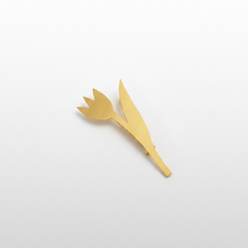 Kumud - Handmade Brass Lily Brooch | Small Unisex Flower Pin
