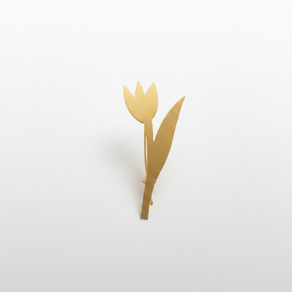 Kumud - Handmade Brass Lily Brooch | Small Unisex Flower Pin