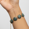 Blue Circle Tibetan Stone Brass Bracelet
