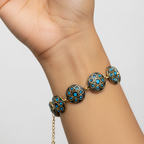 Blue Circle Tibetan Stone Brass Bracelet
