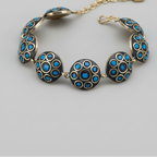 Blue Circle Tibetan Stone Brass Bracelet