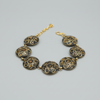 Tiger’s Eye Circle Tibetan Stone Brass Bracelet