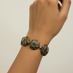 Tiger’s Eye Circle Tibetan Stone Brass Bracelet