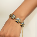 Golden Shell Square Tibetan Stone Brass Bracelet