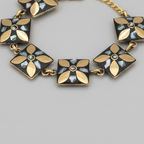 Golden Shell Square Tibetan Stone Brass Bracelet