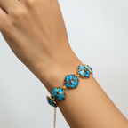 Blue Hexagon Tibetan Stone Brass Bracelet