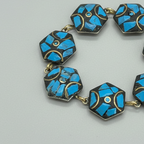 Blue Hexagon Tibetan Stone Brass Bracelet