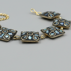 Small Shell Square Tibetan Stone Brass Bracelet