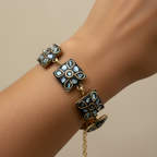 Small Shell Square Tibetan Stone Brass Bracelet