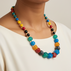 Bright Multicolour Candy Bead Fiber Necklace