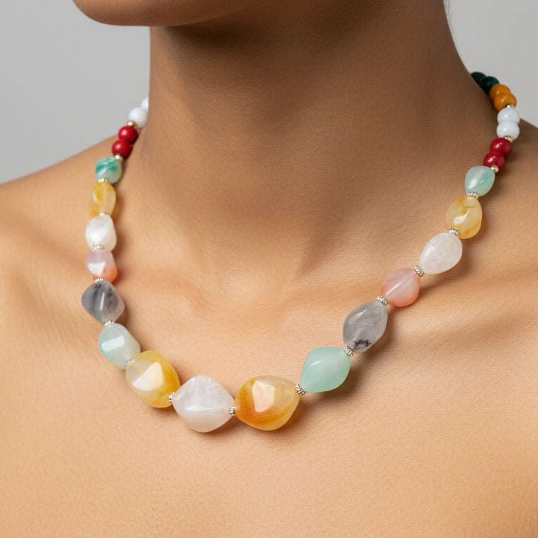 Pastel Multicolour Candy Bead Fiber Necklace