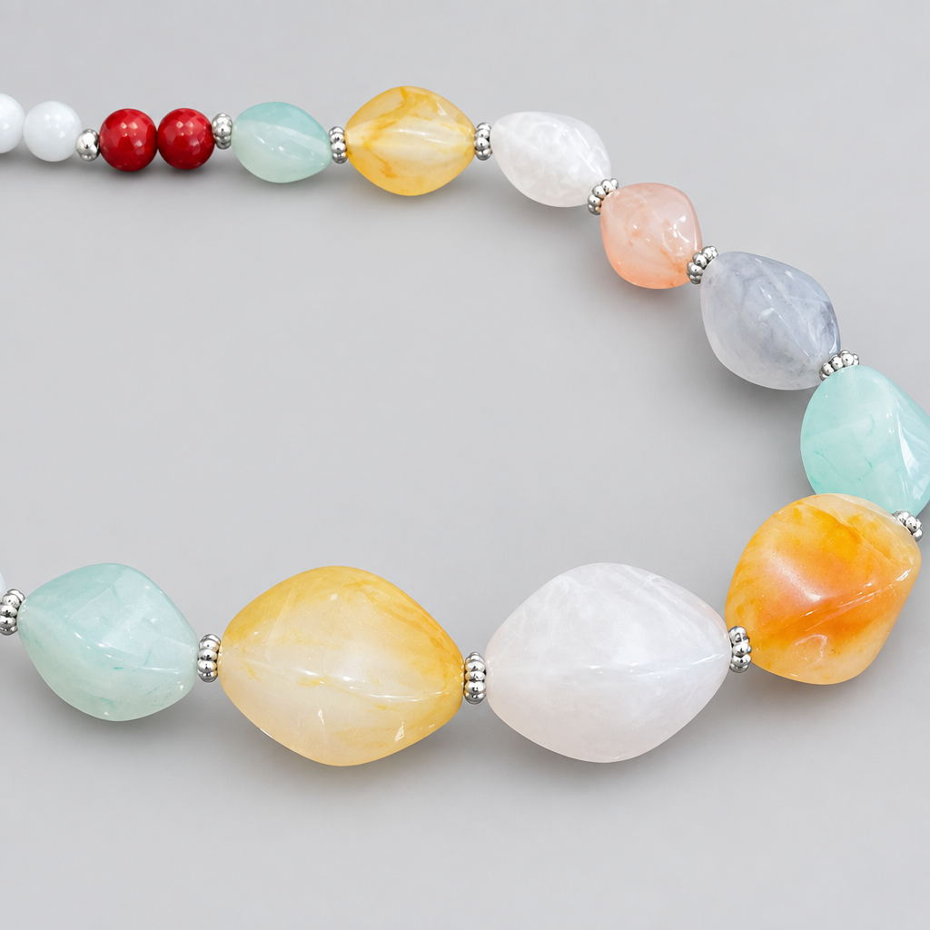 Pastel Multicolour Candy Bead Fiber Necklace