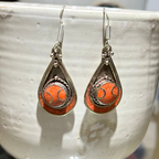Red Teardrop Tibetan Stone Earrings