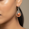 Red Teardrop Tibetan Stone Earrings