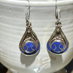 Deep Blue Teardrop Tibetan Stone Earrings